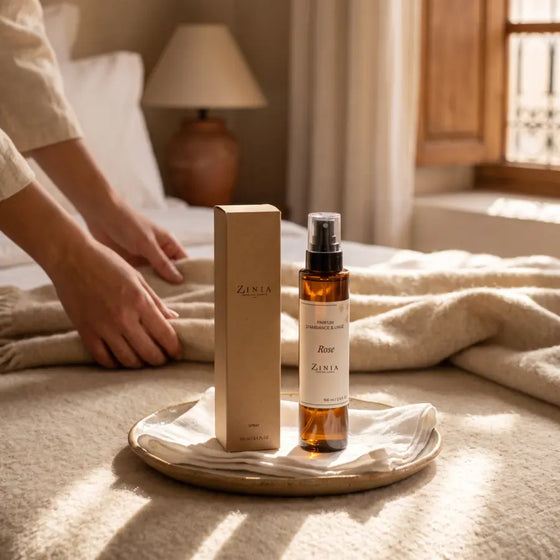 Parfum d’ambiance Rose Zinia dans une chambre Airbnb
